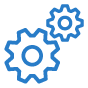 Two blue integration cogs icon