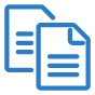 Two research documents blue icon